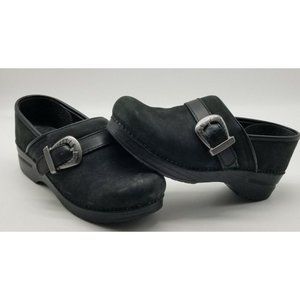 Dansko Professional Clogs Black Suede Leather Slip-On Women's Size 38 US 7 7.5